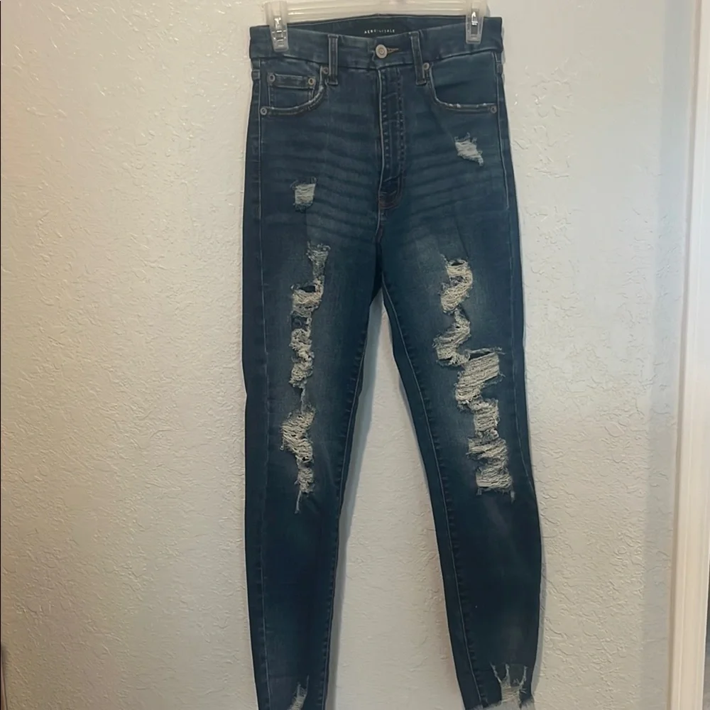 Dark Blue Ripped Jeans - Picture 1 of 2